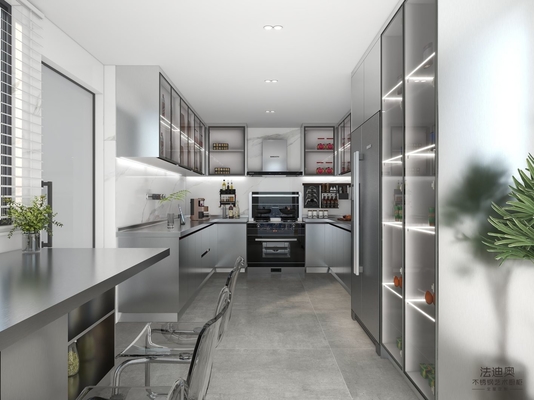 Effortless Cooking With Fadior Modern Elegance U-Shaped Original Stainless Steel Kitchen Cabient