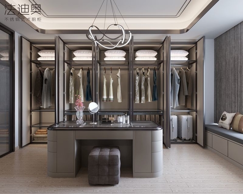 Customizavel elegante contemporâneo caminhar no armário Metal estilo aberto armário