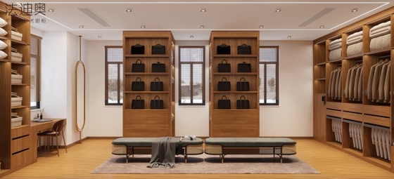 Fadior Elegance Custom Made Walk In Closet Grão de madeira com solução de armazenamento múltipla