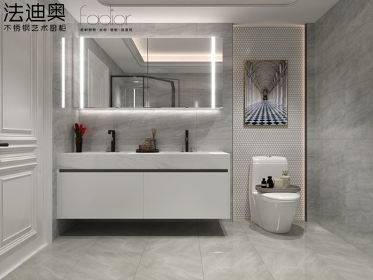 Armário de vaidade elegante, moderno e minimalista, resistente à umidade, de aço inoxidável durável