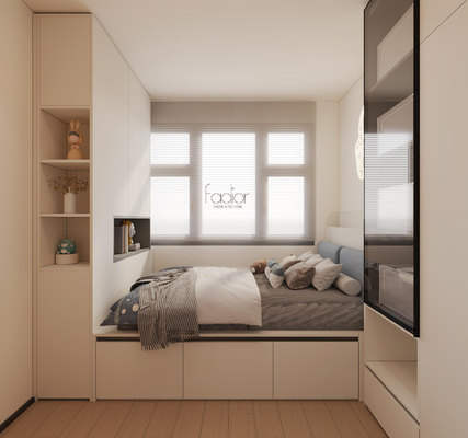OEM Beige Tatami Cama de armazenamento com borda curva de aço inoxidável guarda-roupa de canto