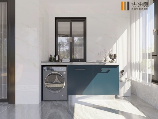 Gabinete de armazenamento de balcão de metal verde glacial Fadior com design de proteção de espalhamento duplo