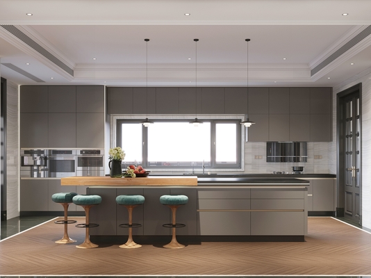 Armários de cozinha de estilo industrial de metal frio com design de espaço duplo