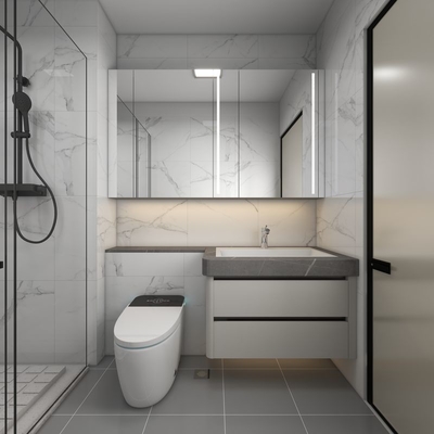 Moderno Luxo Vanidade de aço inoxidável Economia de espaço Design inteligente Integração perfeita